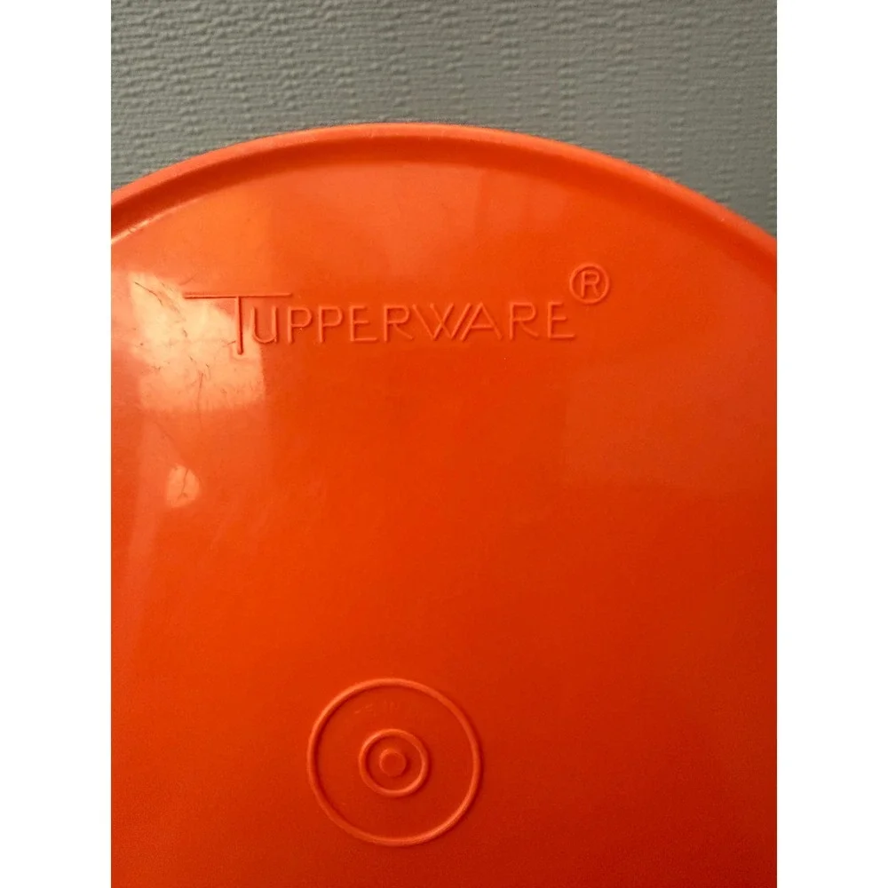 Vintage Tupperware Orange Servalier Bowl with Sunburst Lid 8 Inch